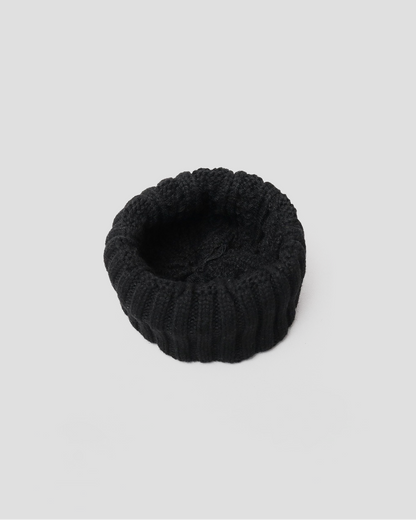 Wool Blend Wide Roll Cable Knit Cap