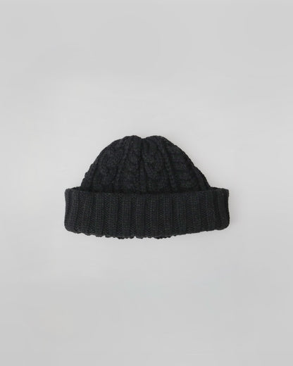 Wool Blend Wide Roll Cable Knit Cap