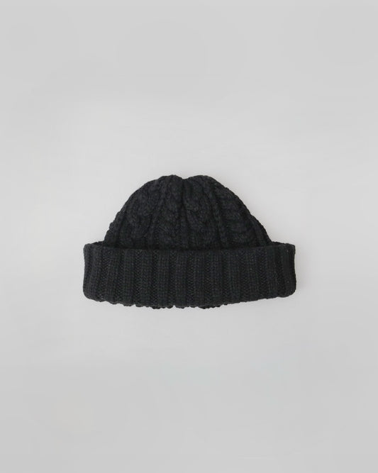 Wool Blend Cable Knit Wide Roll Cap