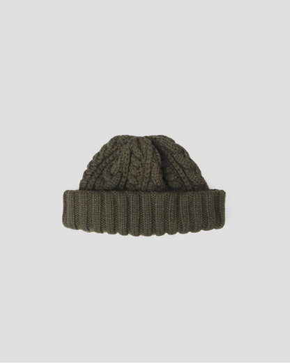 Wool Blend Wide Roll Cable Knit Cap
