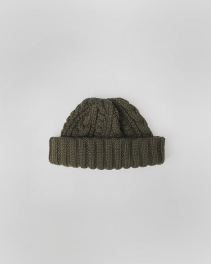 Wool Blend Wide Roll Cable Knit Cap