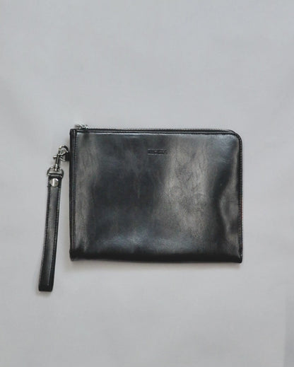 Split Leather L-Zip Clutch Bag