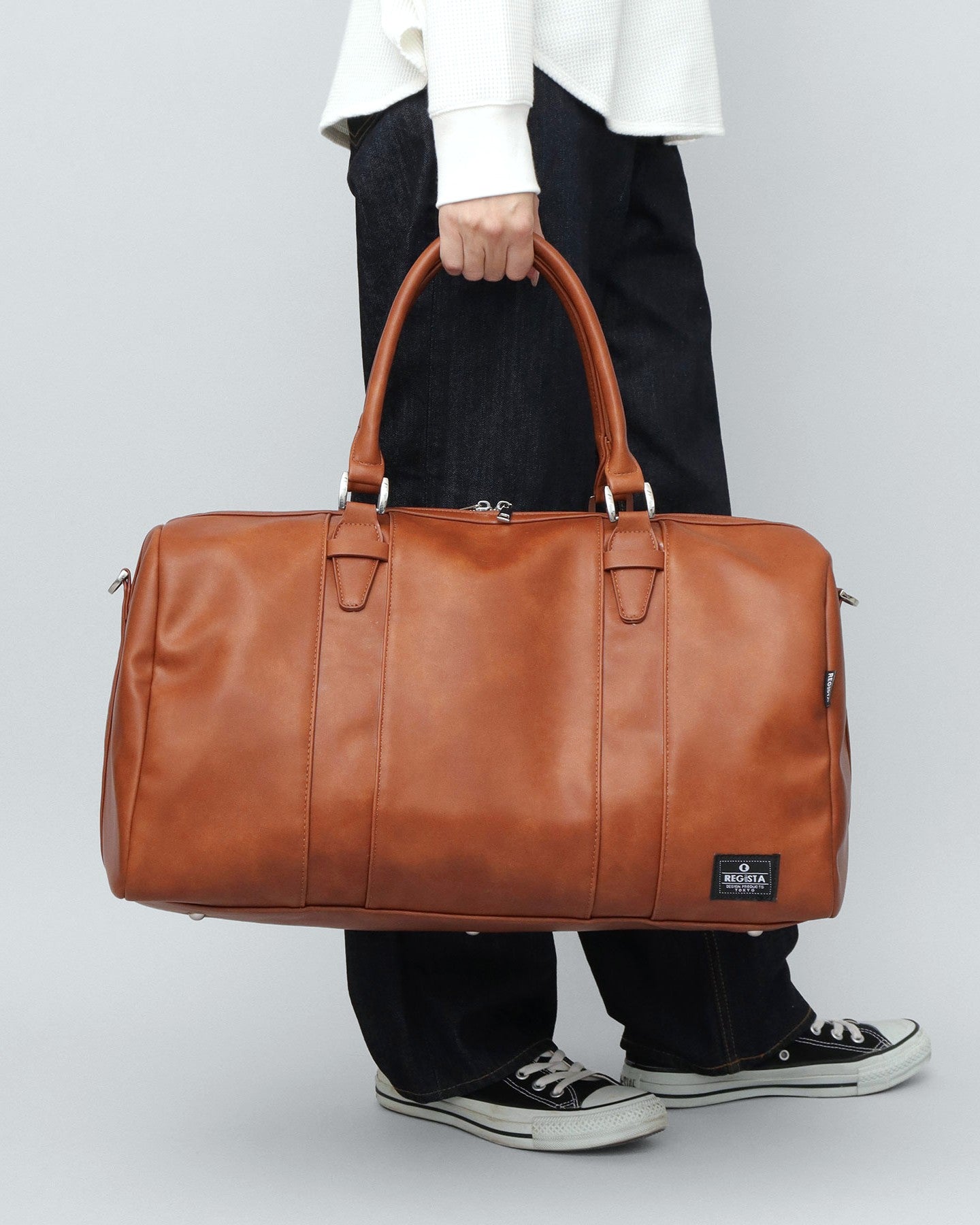 Fake Leather Boston Bag