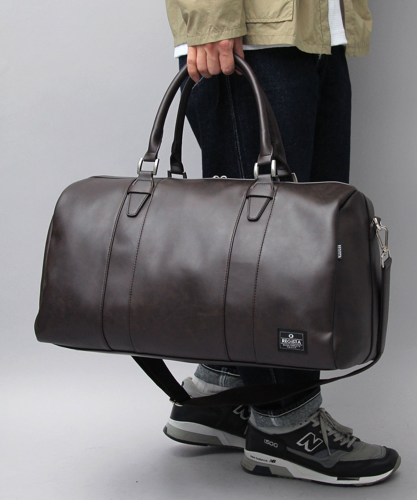 Fake Leather Boston Bag