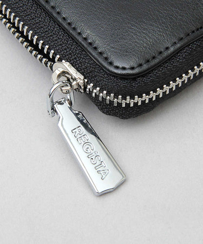 Split Leather Round Zip Billfold Wallet