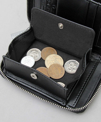 Split Leather Round Zip Billfold Wallet