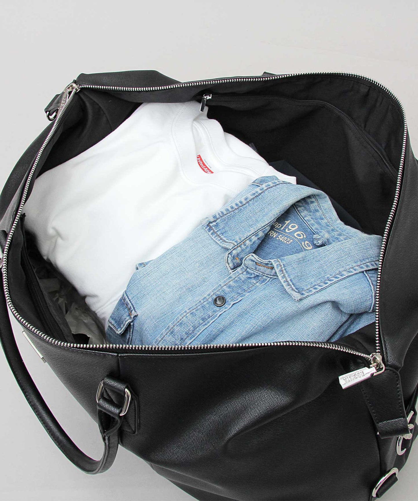 Saffiano Fake Leather Boston Bag