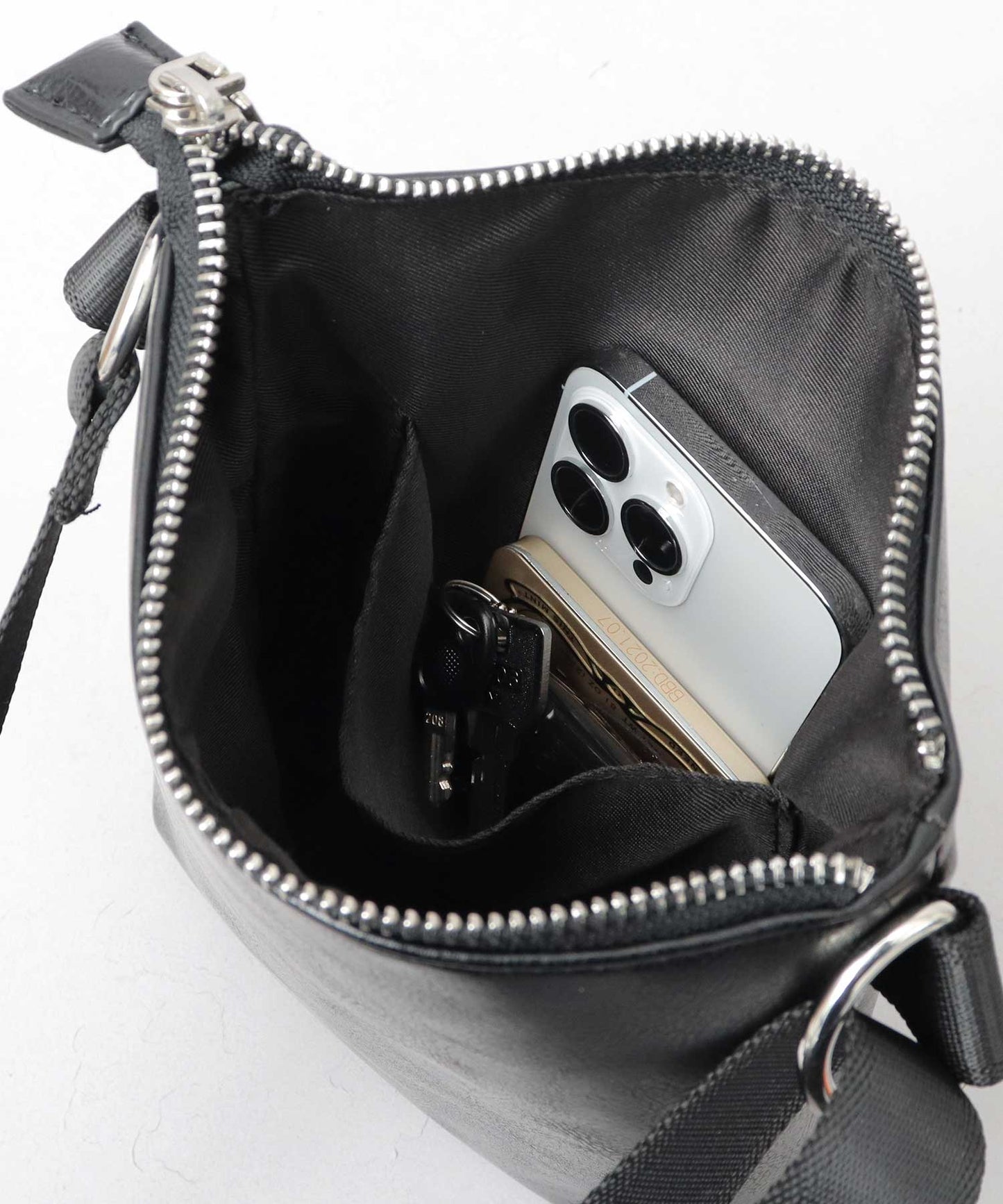 Split Leather Vertical Mini Sacoche