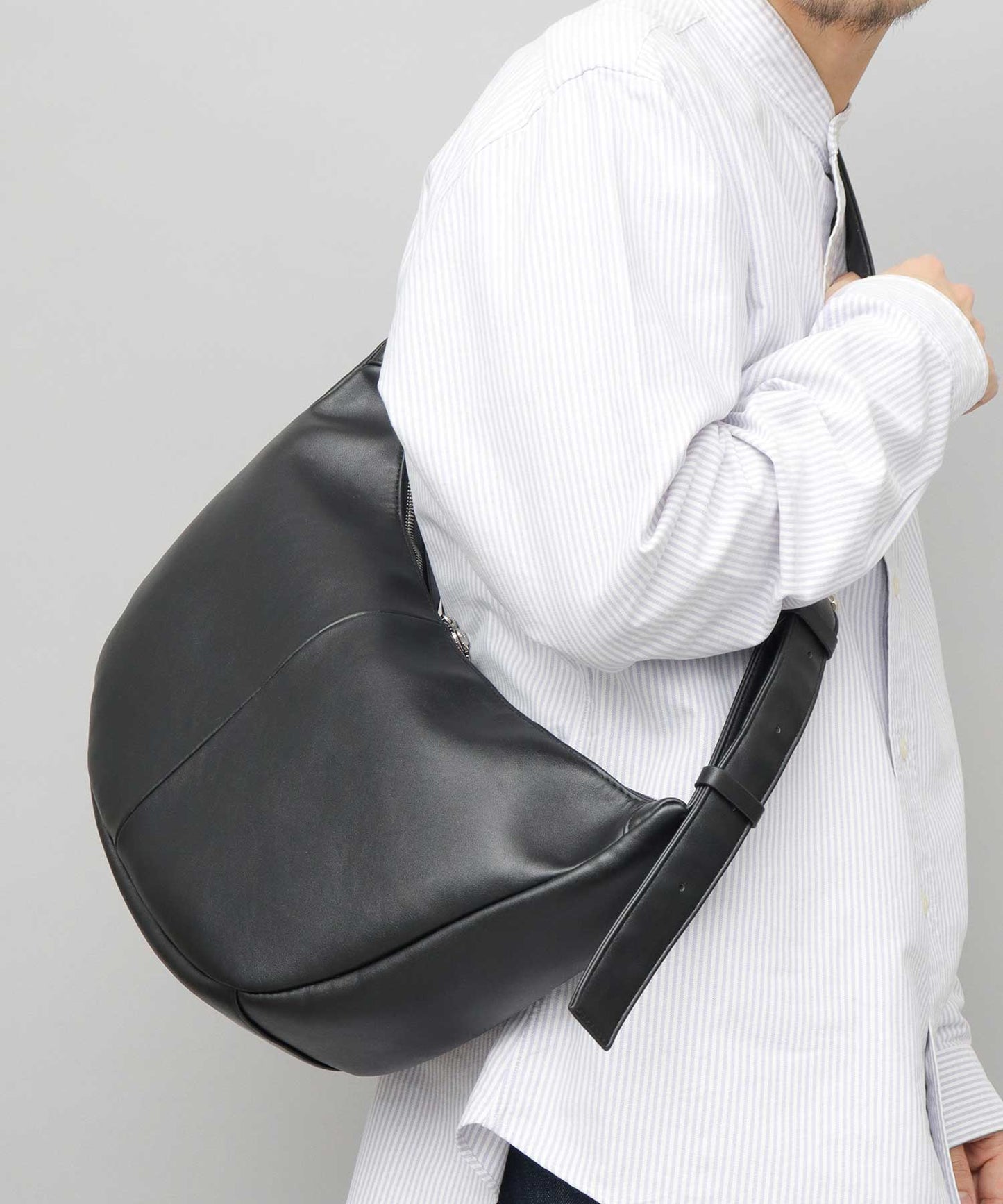 Split Leather Banana Shoulder Bag