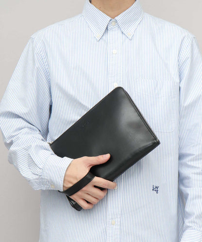 Split Leather L-Zip Clutch Bag