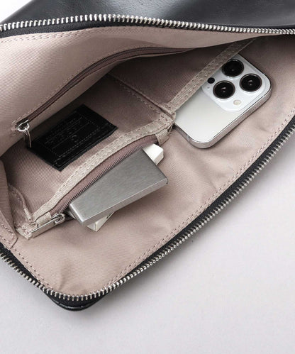Split Leather L-Zip Clutch Bag