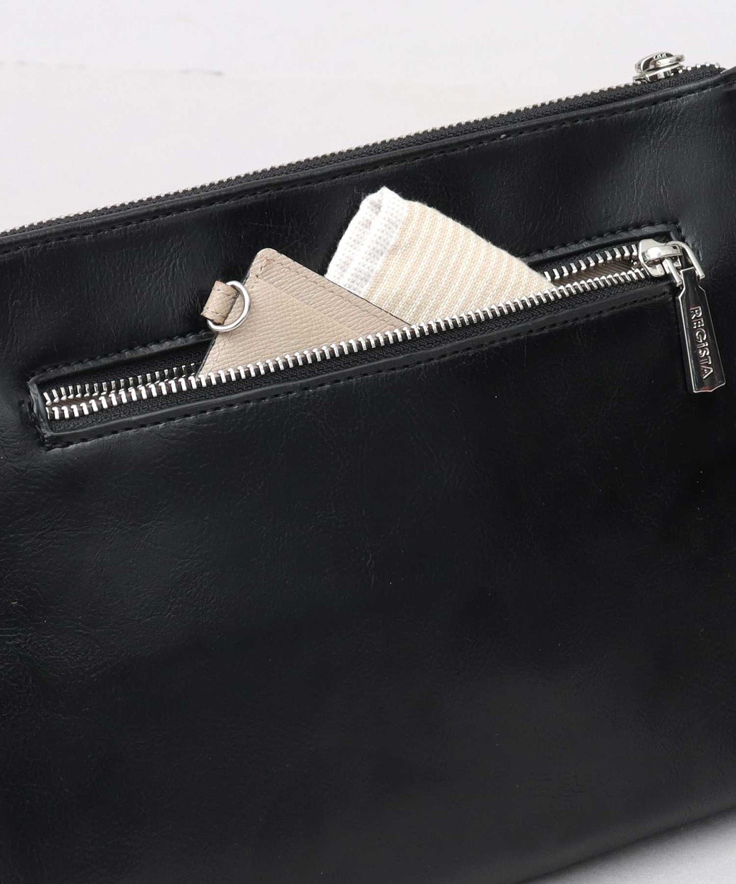 Split Leather L-Zip Clutch Bag