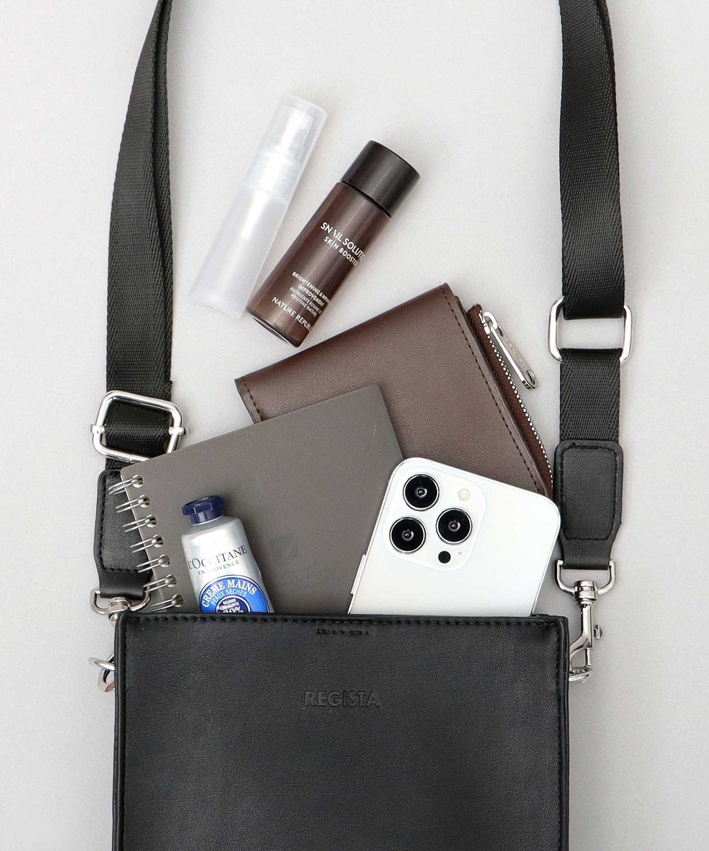 Split Leather Compact Square Shoulder Bag
