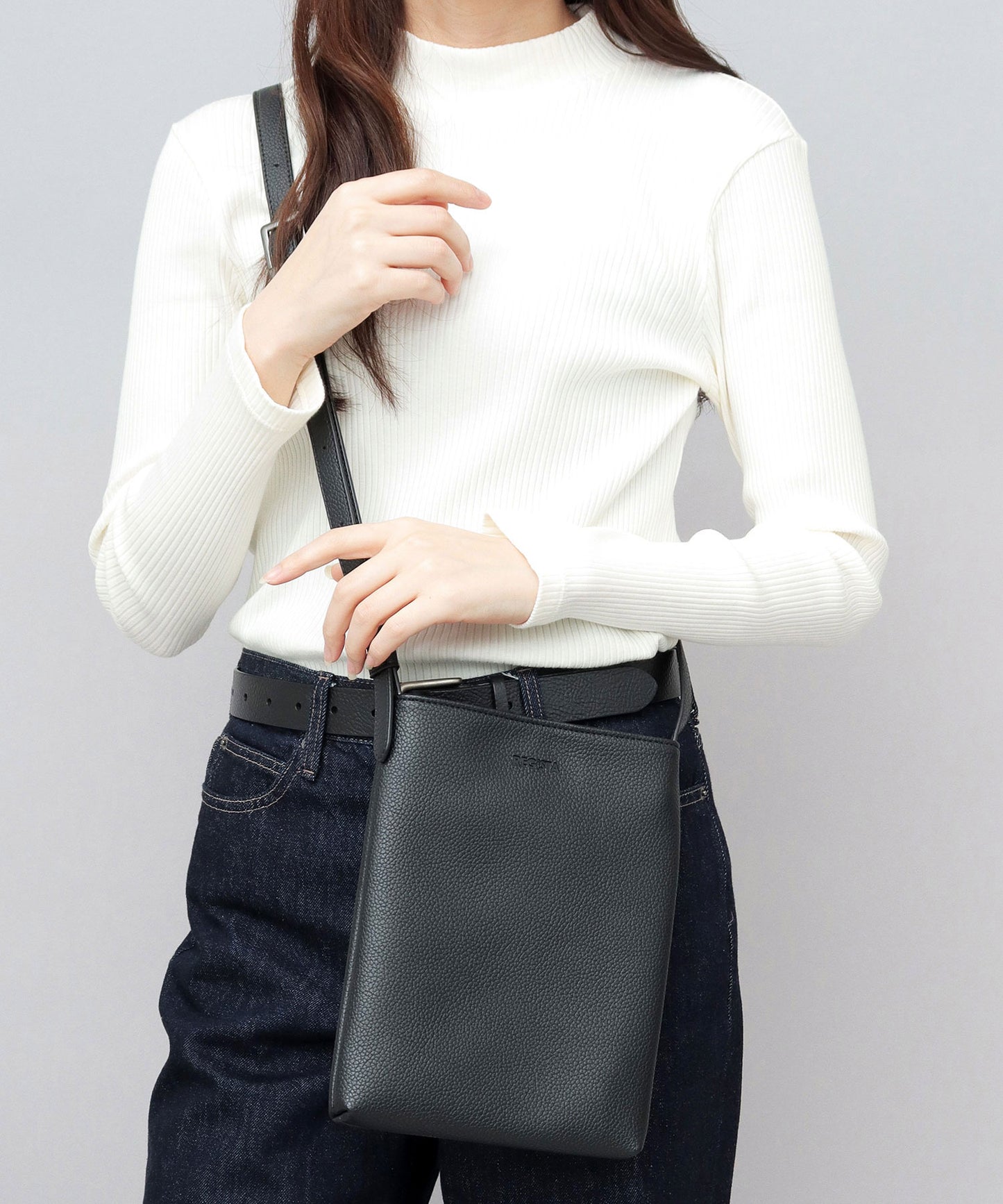 Split Leather Minimal Sacoche Bag