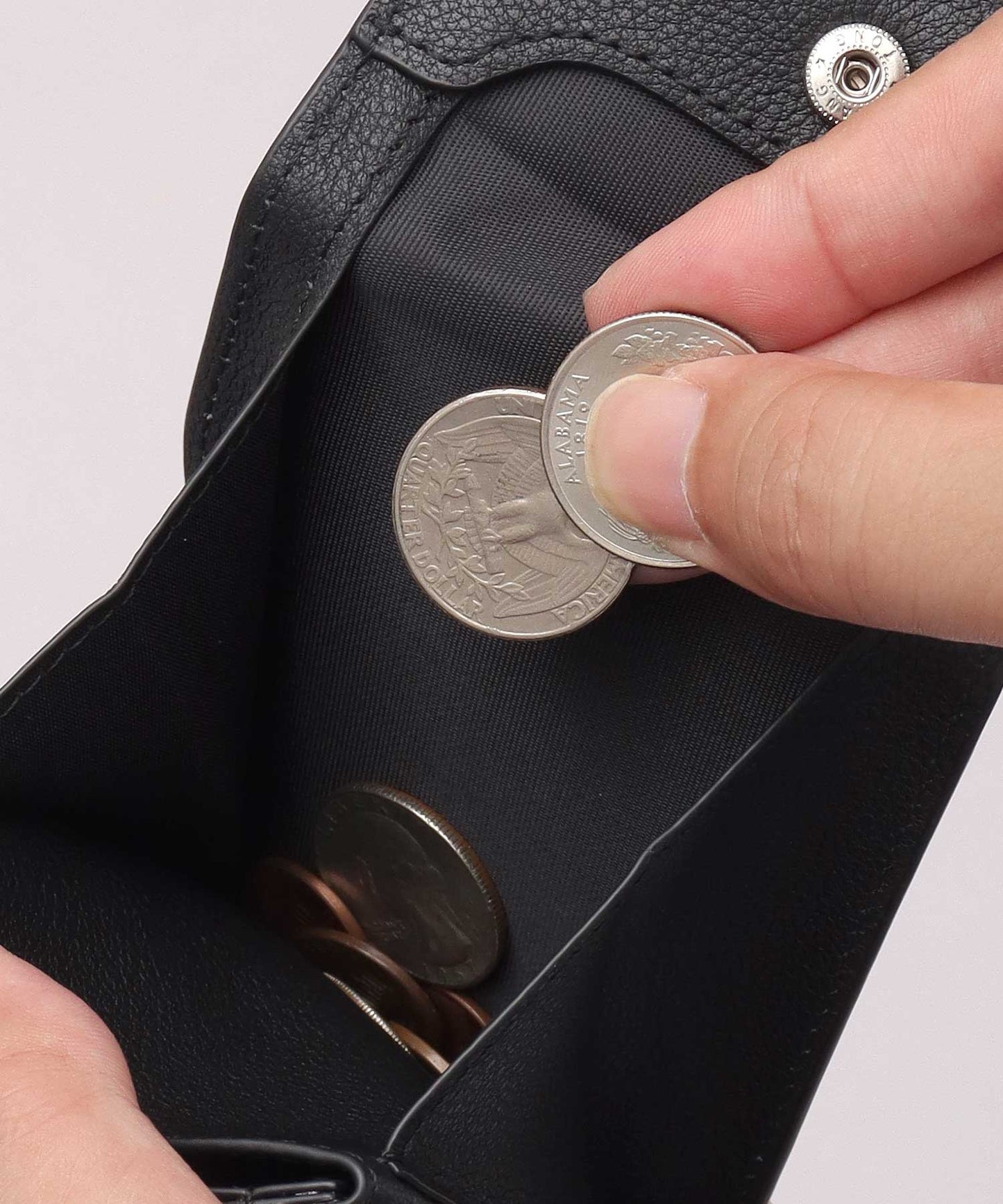 Genuine Leather Compact Snap Wallet