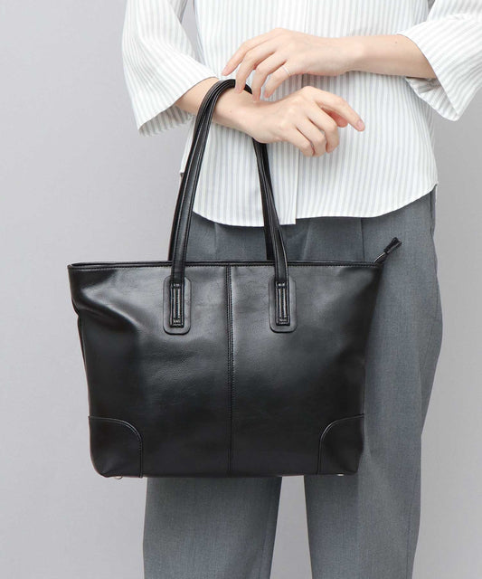Split Leather Compact Business Tote Bag