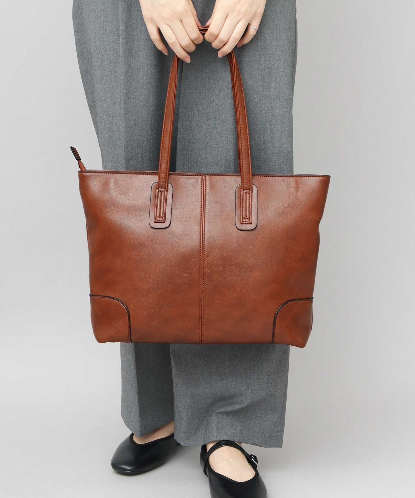 Split Leather Compact Business Tote Bag