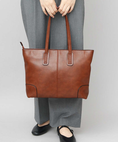 Split Leather Compact Business Tote Bag