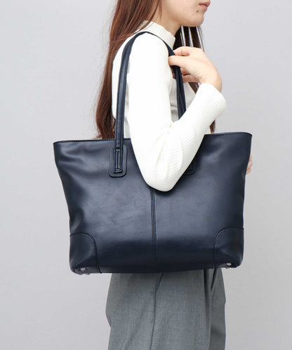 Split Leather Compact Business Tote Bag