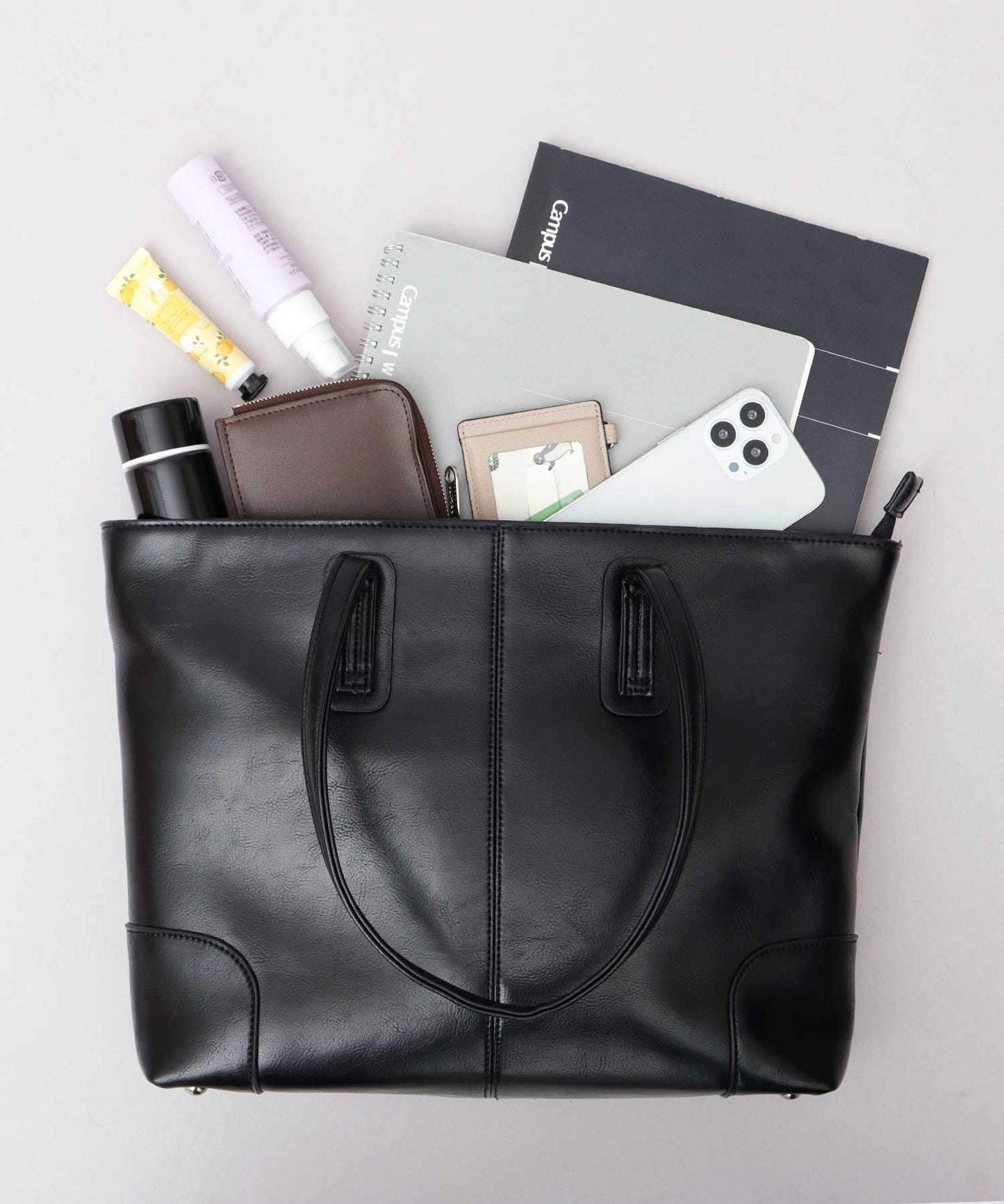 Split Leather Compact Business Tote Bag
