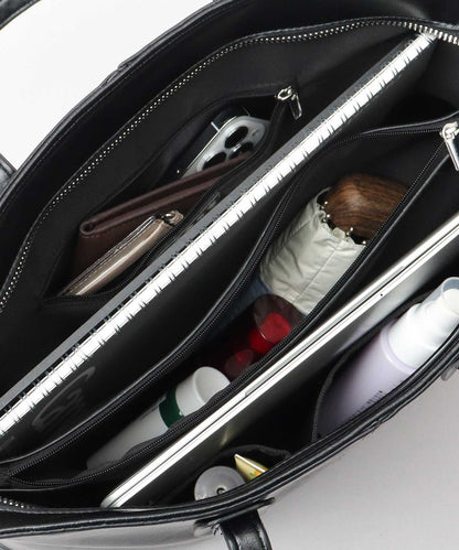 Split Leather Compact Business Tote Bag