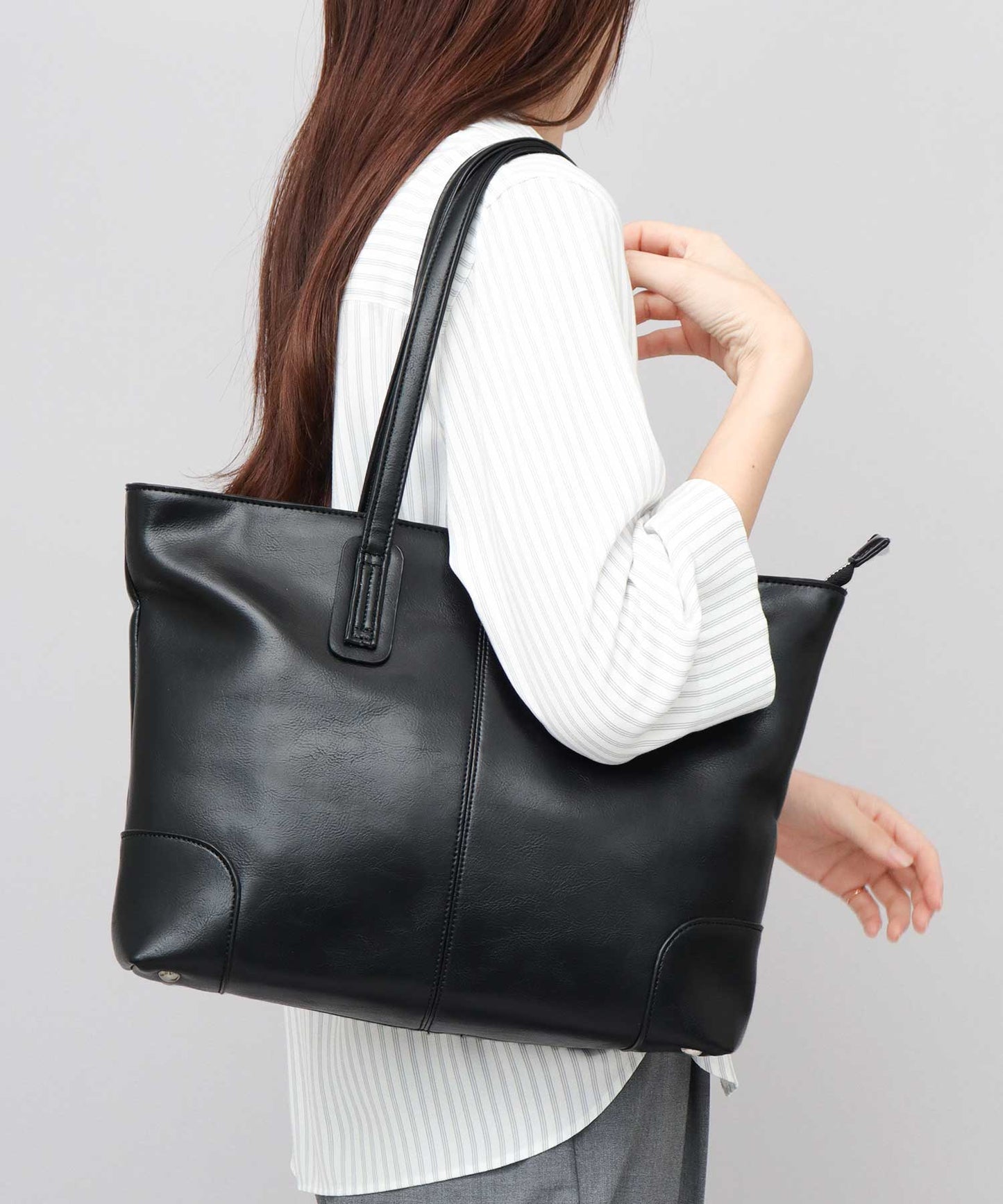 Split Leather Compact Business Tote Bag