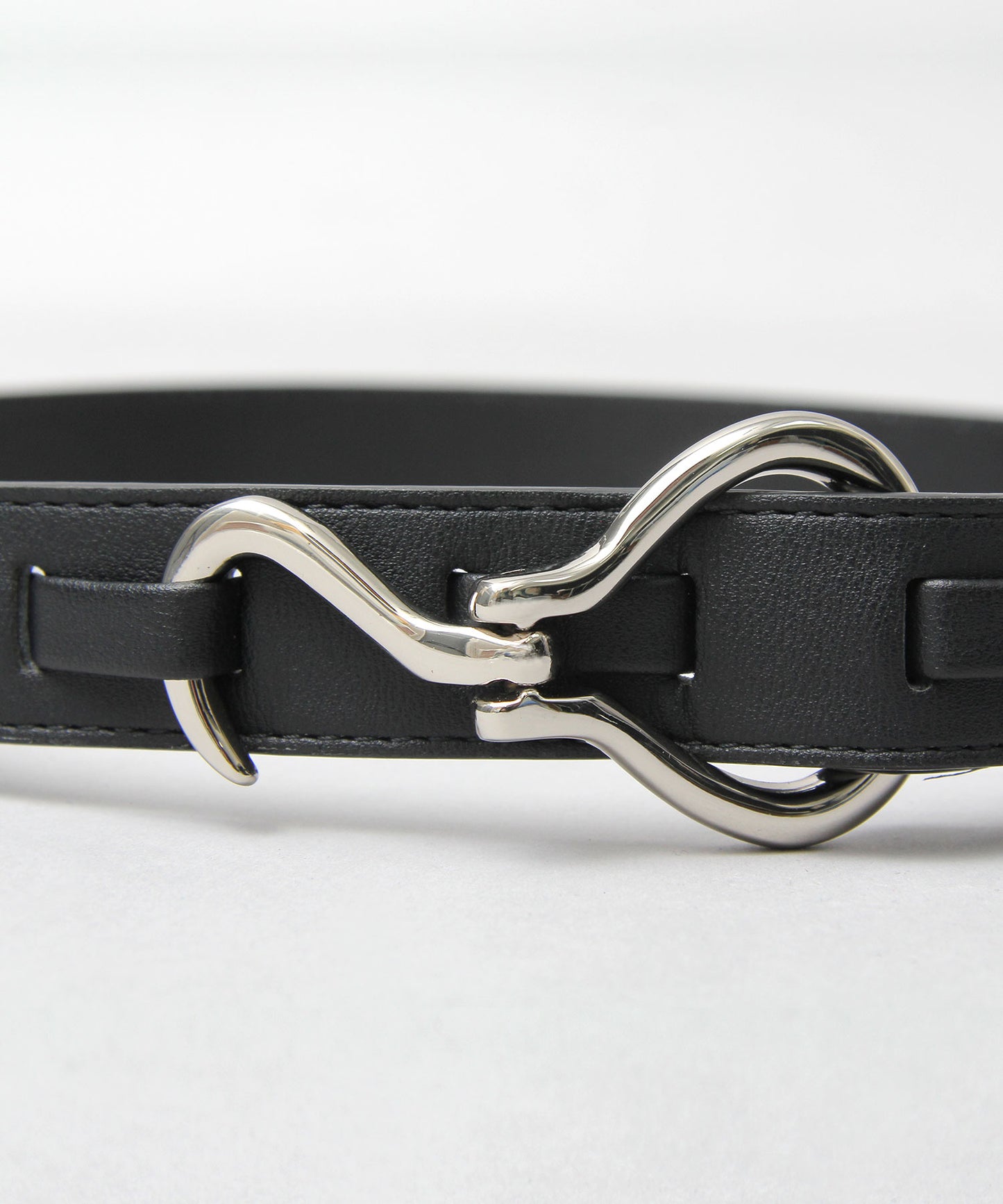 Fake Leather Hook Buckle Belt - Black [Smooth]