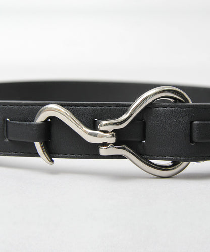 Fake Leather Hook Buckle Belt - Black [Smooth]