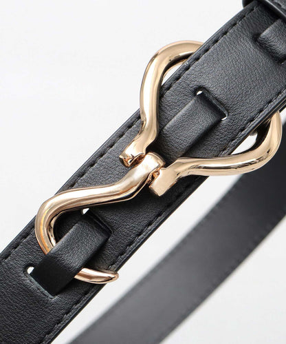 Fake Leather Hook Buckle Belt - Black [Smooth]