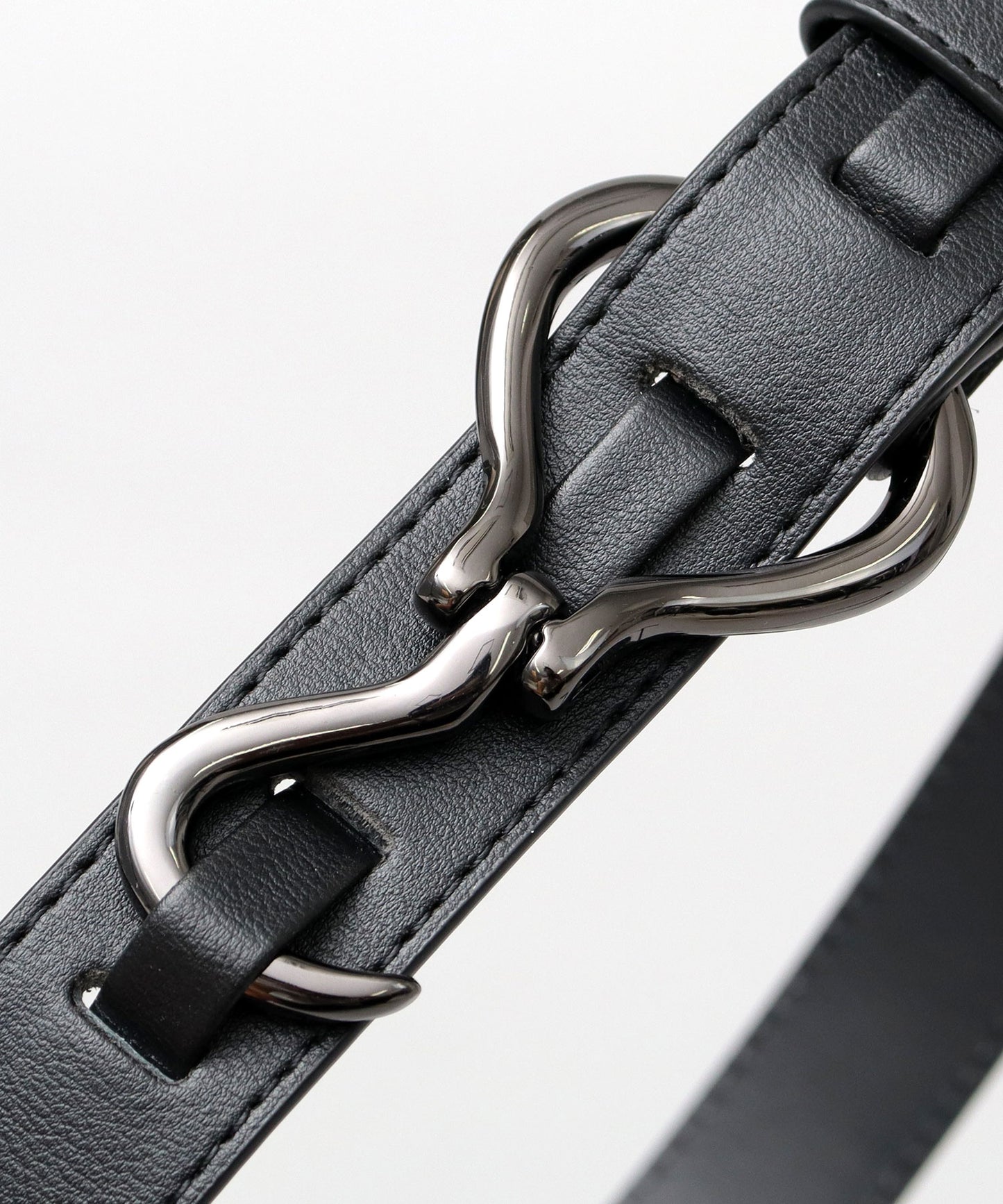 Fake Leather Hook Buckle Belt - Black [Smooth]
