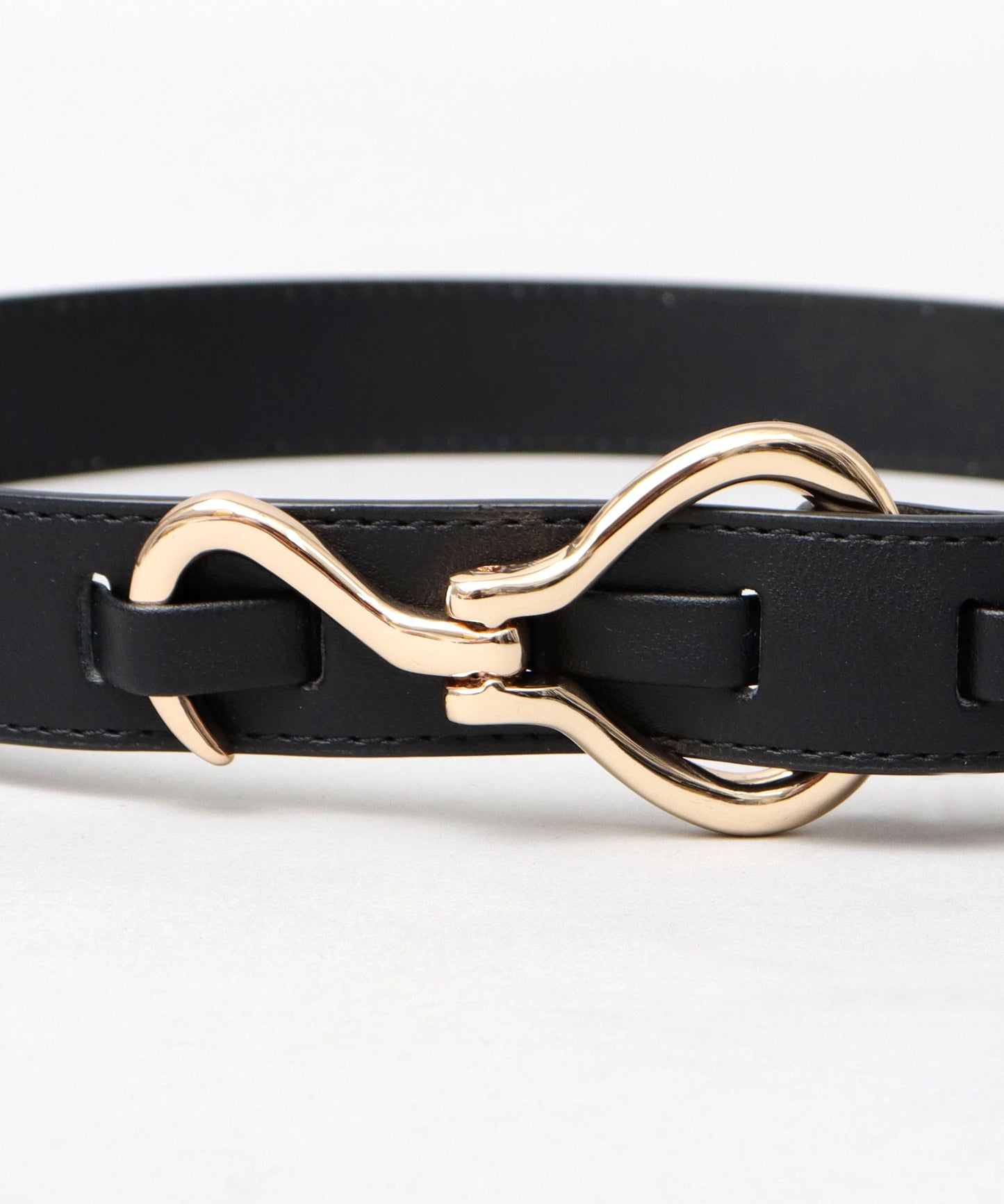 Fake Leather Hook Buckle Belt - Black [Smooth]