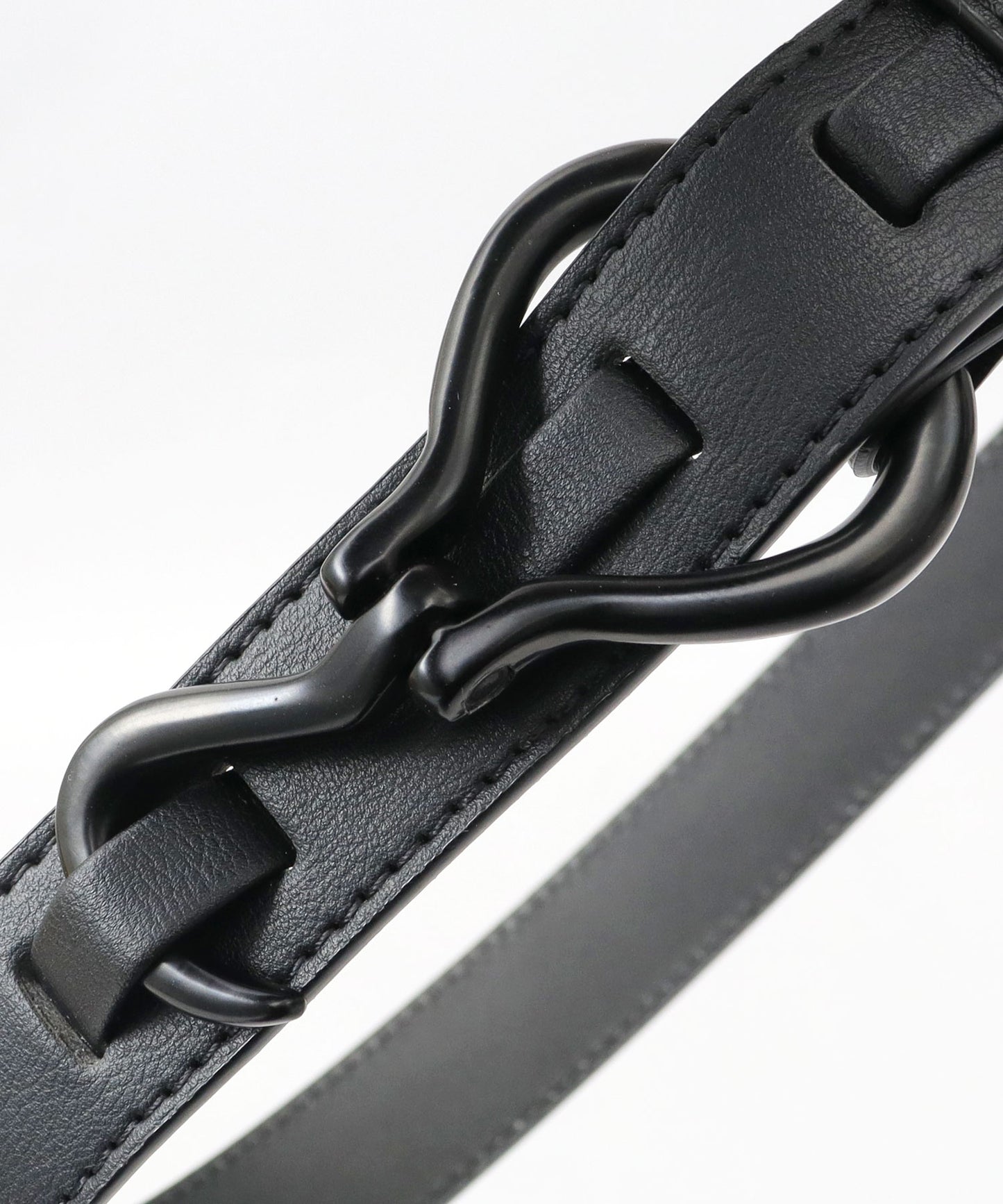 Fake Leather Hook Buckle Belt - Black [Smooth]