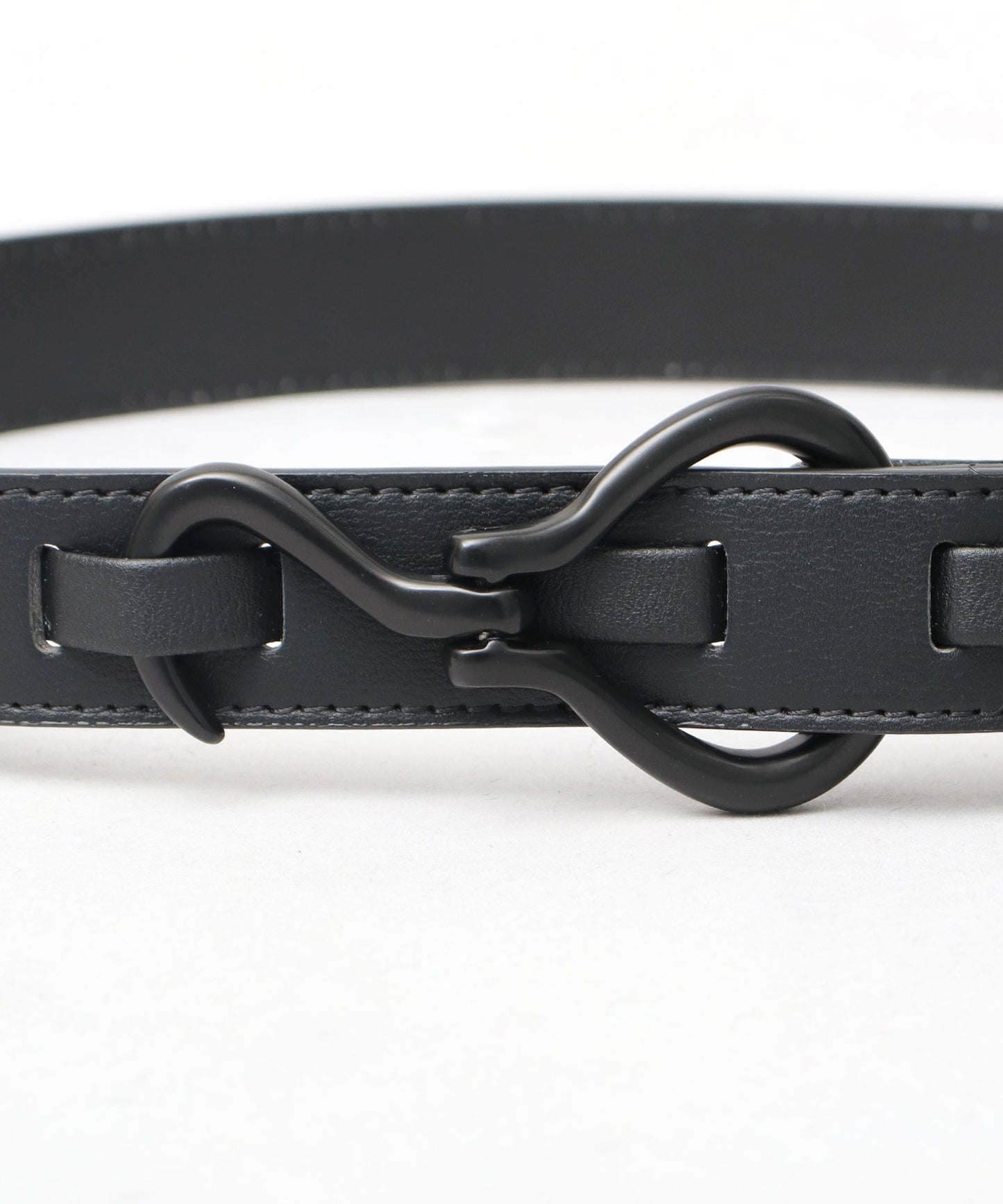 Fake Leather Hook Buckle Belt - Black [Smooth]