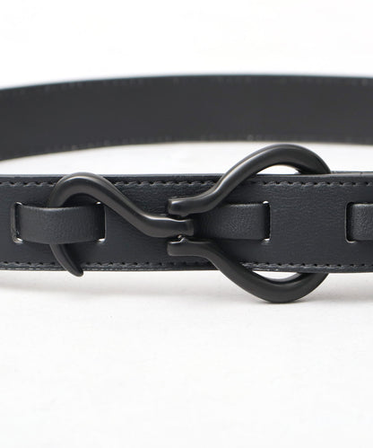 Fake Leather Hook Buckle Belt - Black [Smooth]