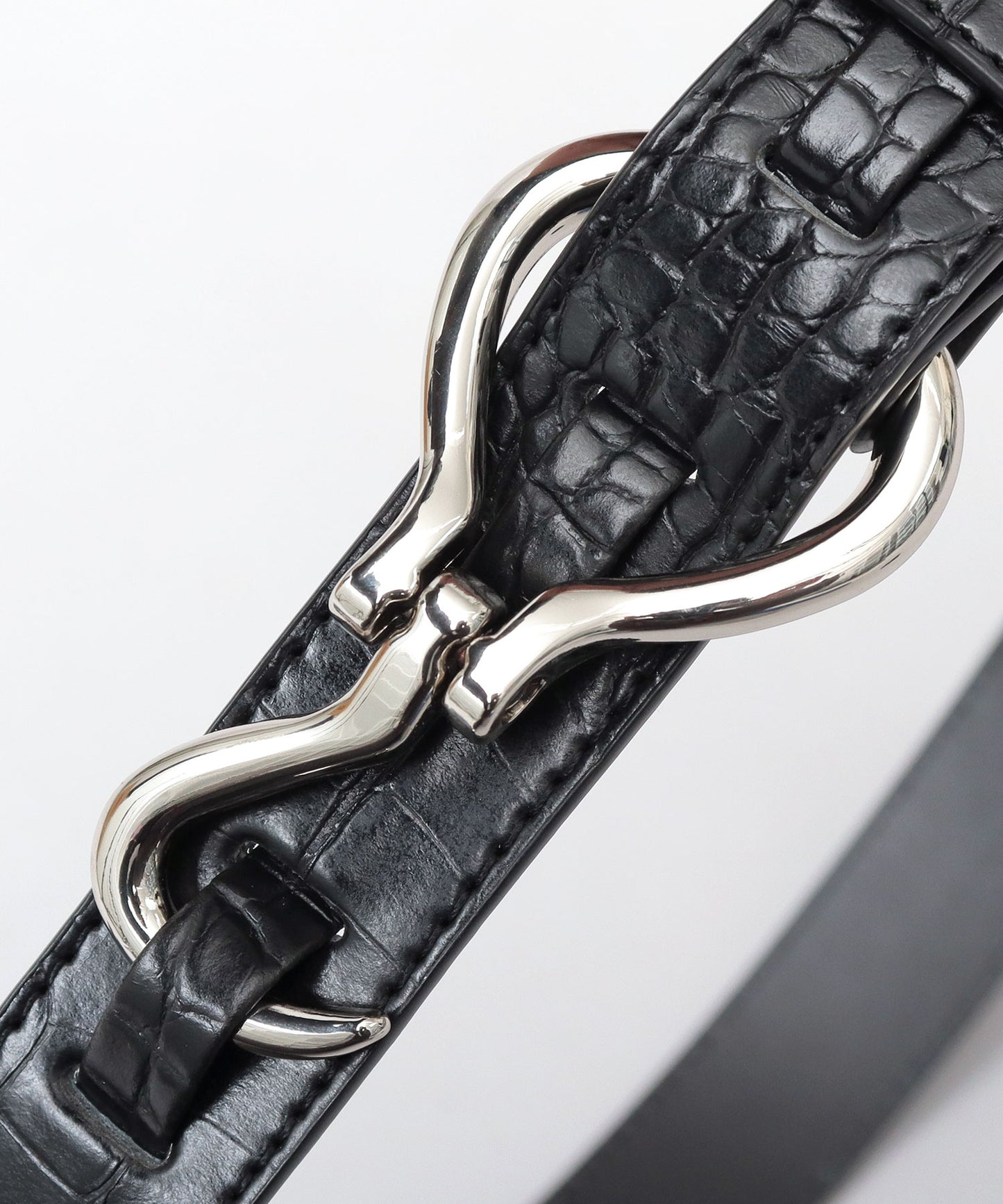 Fake Leather Hook Buckle Belt - Black [Croco]