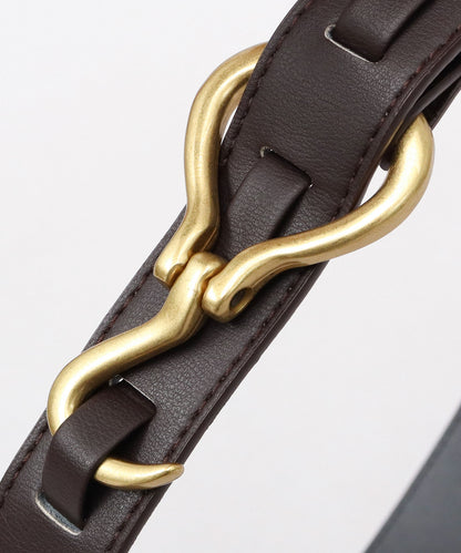 Fake Leather Hook Buckle Belt - Dark Brown [Smooth]