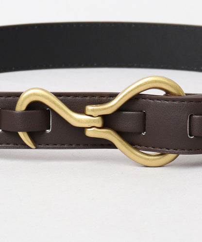 Fake Leather Hook Buckle Belt - Dark Brown [Smooth]