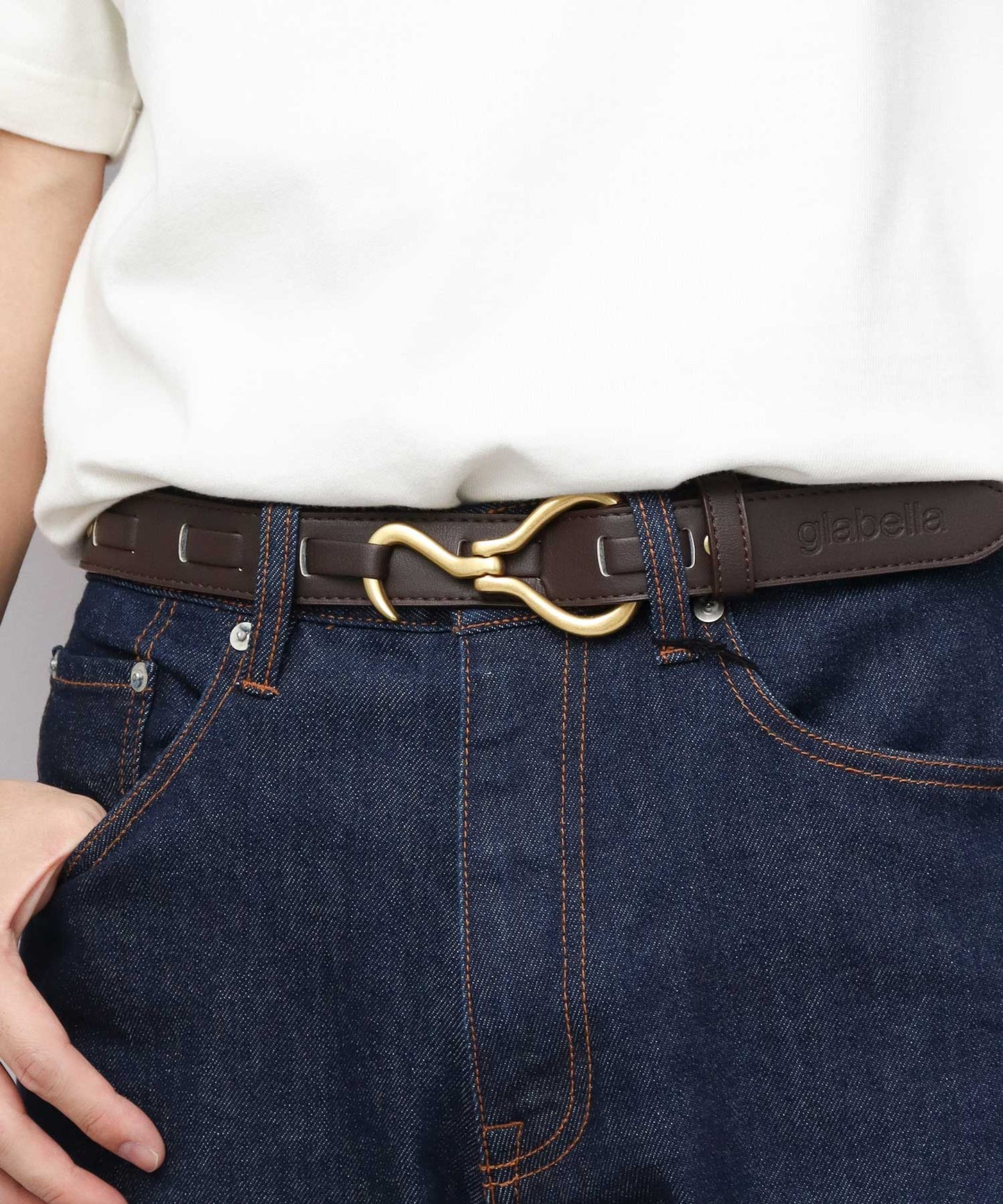 Fake Leather Hook Buckle Belt - Dark Brown [Smooth]