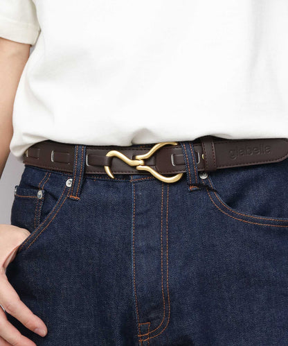 Fake Leather Hook Buckle Belt - Dark Brown [Smooth]