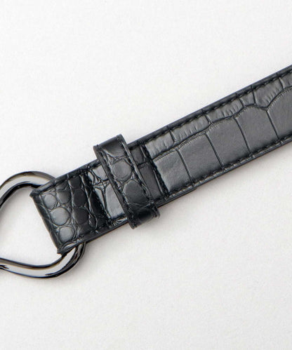 Fake Leather Hook Buckle Belt - Black [Croco]