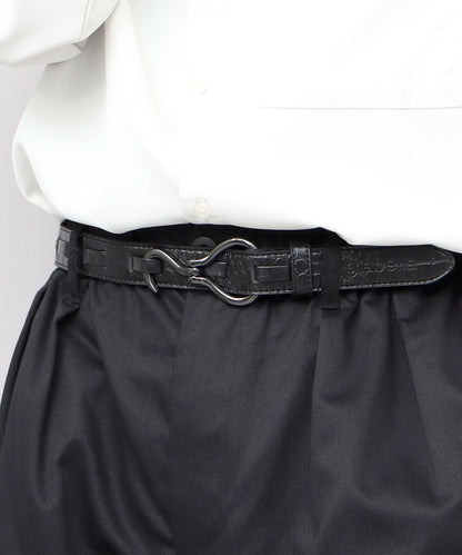 Fake Leather Hook Buckle Belt - Black [Croco]
