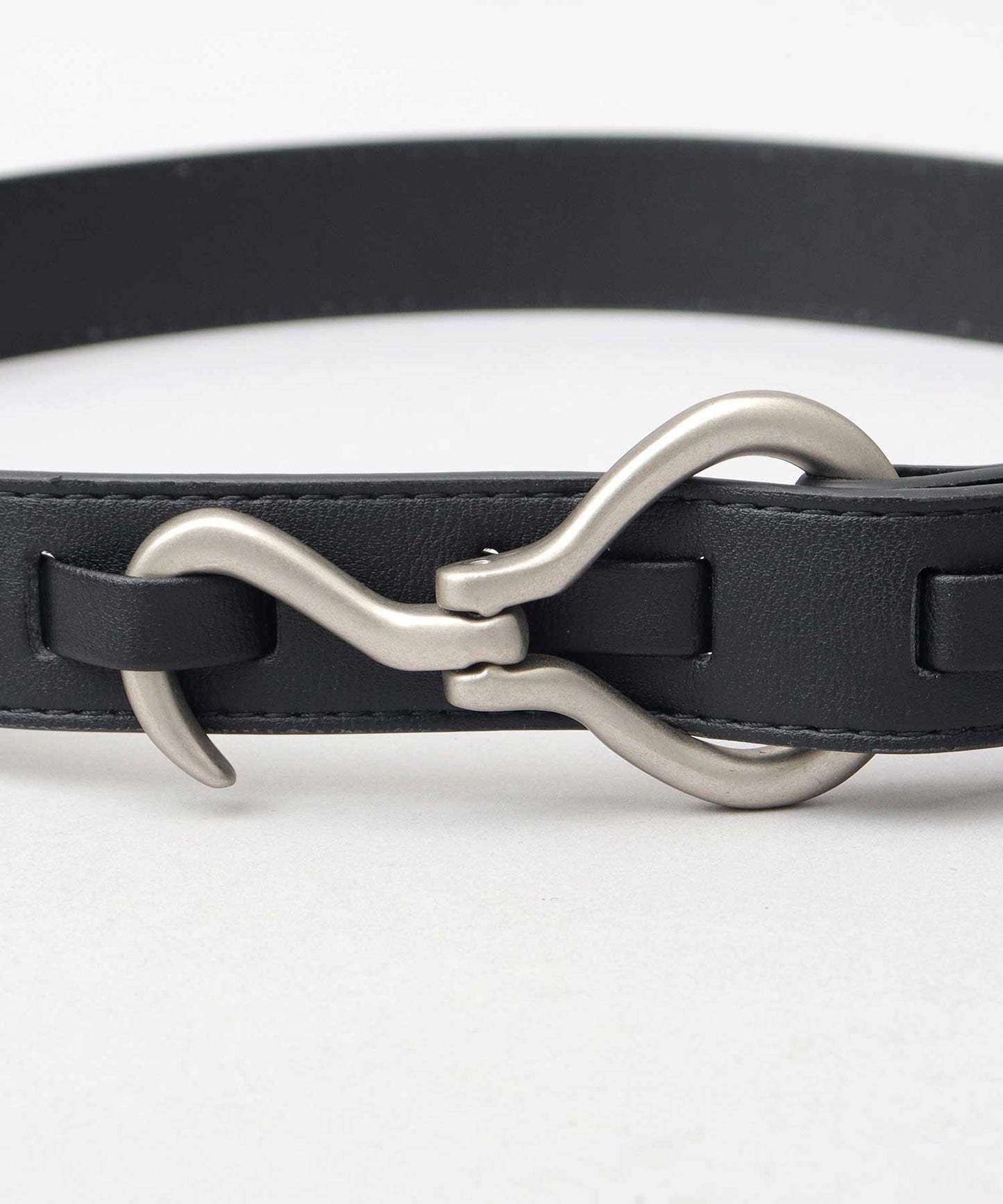 Fake Leather Hook Buckle Belt - Black [Smooth]