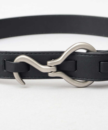 Fake Leather Hook Buckle Belt - Black [Smooth]