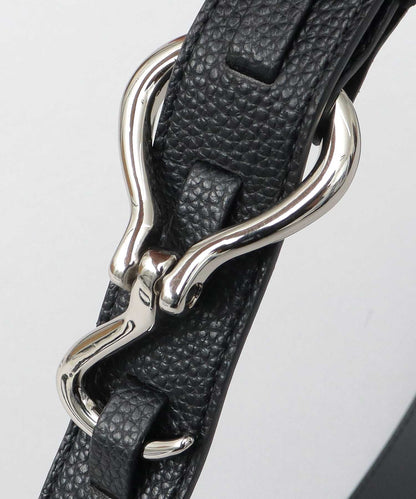 Fake Leather Hook Buckle Belt - Black [Grain]